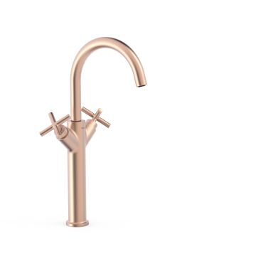 Bateria dwuuchwytowa XXL umywalkowa Tres Montblanc różowe złoto matt 28380301OPM