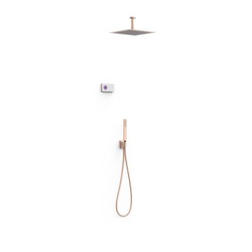 Elektroniczny zestaw prysznicowy Tres Shower Technology biały/różowe złoto matowe 09286564OPM