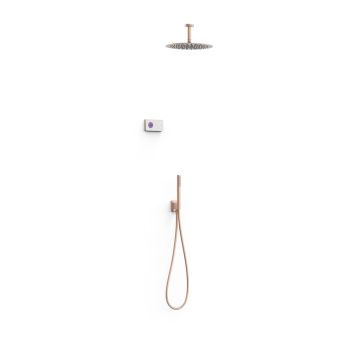 Elektroniczny podtynkowy zestaw prysznicowy Tres Shower Technology biały/różowe złoto matowe 09286567OPM