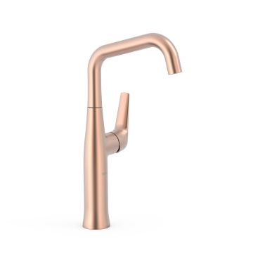 Bateria umywalkowa wysoka z boczną dźwignią Tres Fuji różowe złoto mat 28164701OPM