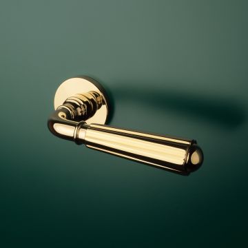 Klamka Enger Aprile Utrica rozeta R Slim 7mm złoty polerowany PVD ASUTRICAR7SLGPVD