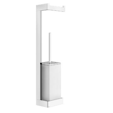 Szczotka WC z ściennym uchwytem na papier toaletowy Gessi Rettangolo biała/chrom 20867031