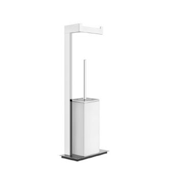 Szczotka WC z uchwytem na papier toaletowy Gessi Rettangolo biała/chrom 20933031