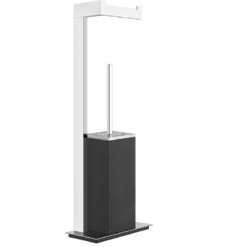 Szczotka WC z uchwytem na papier toaletowy Gessi Rettangolo czarna/chrom 20934031