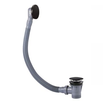 Syfon wannowy z przelewem i korkiem Ø 72 mm click‑clack w kolorze czarny mat 03453420NM