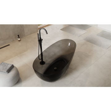 Wanna wolnostojąca 160x75 cm maskownica czarny mat Besco Xara carbon grey WAX-160-CGB