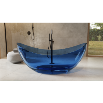 Wanna wolnostojąca 180x80 cm z syfonem chrom Besco Axya blue wave WAA-180-BWC