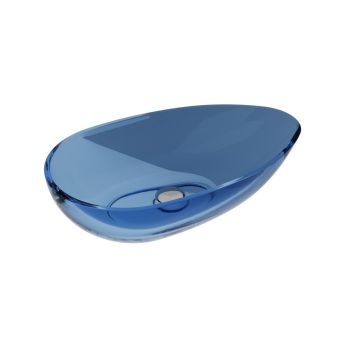 Umywalka nablatowa 60x35x15 cm maskownica biała Besco Neya bez otw. blue wave UMN-60-BWW