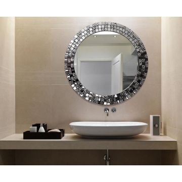 Okrągłe lustro Aurea w srebrnej ramie 60cm GieraDesign AUR/SV/60