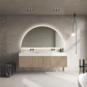 Lustro podświetlane 1/2 fi 160 cm GieraDesign Dimidium białe DIM/LED/80x160