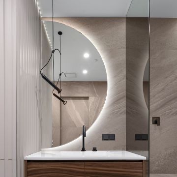 Lustro podświetlane 1/2 fi 100 cm GieraDesign Dimidium białe DIM/LED/50x100