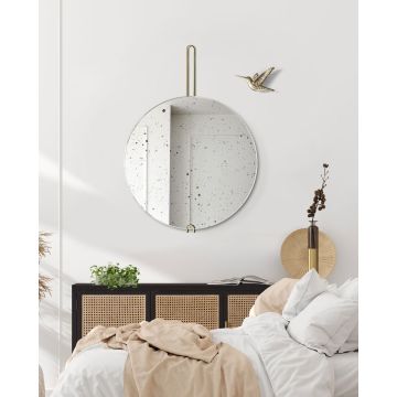 Lustro postarzane GieraDesign Hoko 70cm Vintage wiszące na mosiężnym zawiesiu HOK/VIN/70