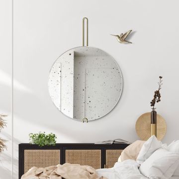 Lustro postarzane GieraDesign Hoko 60cm Vintage wiszące na mosiężnym zawiesiu HOK/VIN/60