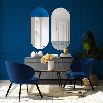 Lustro GieraDesign Novi niebieskie 40x105cm owalne z kolorową wstawką NOV/NE/40x105