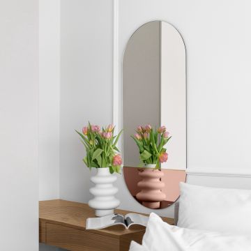 Lustro GieraDesign Novi miedziane 50x115cm owalne z kolorową wstawką NOV/ME/50x115