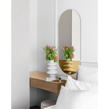 Lustro GieraDesign Novi złote 50x115cm owalne z kolorową wstawką NOV/G/50x115