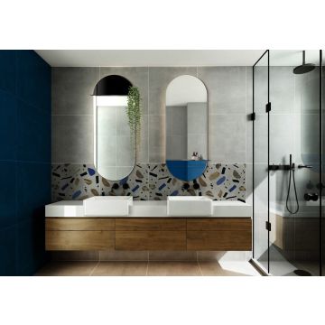 Lustro GieraDesign Novi niebieskie 60x125cm z metalową półką NOV/P/NE/60x125
