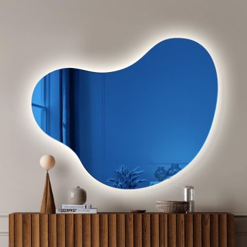 Lustro podświetlane 90x73 cm GieraDesign Plama NO.5 3000K z bezdotykowym włącznikiem niebieskie PLA/5/BL/LED/B/3000K/zw