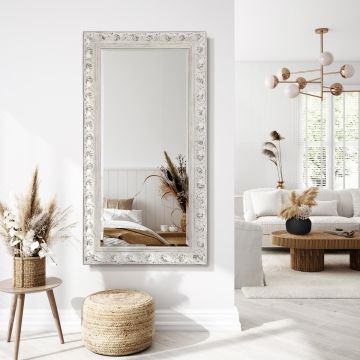 Lustro Prowansja – w białej postarzanej ramie 75x150cm GieraDesign PRW/W/75x150