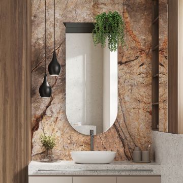 Lustro Vico – półowalne z metalową półką czarne 60x160cm GieraDesign VIC/60X160