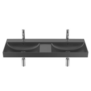 Umywalka ścienna podwójna 120x46x16 cm Roca Ona czarny mat A32768B080