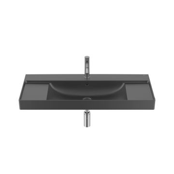 Umywalka ścienna 100x46x16 cm Roca Ona z otw. czarny mat A32768A080
