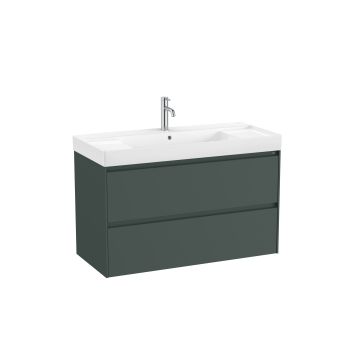 Zestaw łazienkowy Unik z 2 szufladami 100x46x64,5 cm Roca Ona ciemny zielony mat A851693513