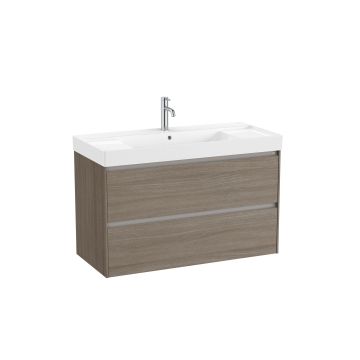 Zestaw łazienkowy Unik z 2 szufladami 100x46x64,5 cm Roca Ona ciemny wiąz A851693511