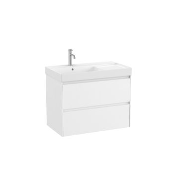 Zestaw łazienkowy Unik z 2 szufladami 80x46x64,5 cm Roca Ona lewy biały mat A851692509
