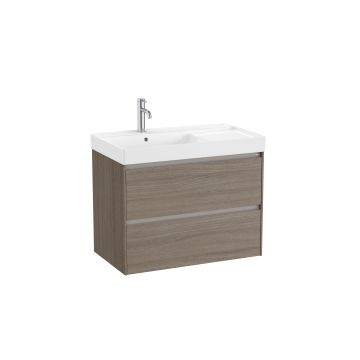 Zestaw łazienkowy Unik z 2 szufladami 80x46x64,5 cm Roca Ona lewy ciemny wiąz A851692511
