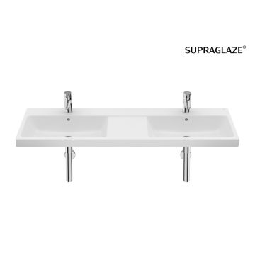 Umywalka ścienna podwójna 140x46 cm Roca Gap z 2 otw. supraglaze A3270MUS00