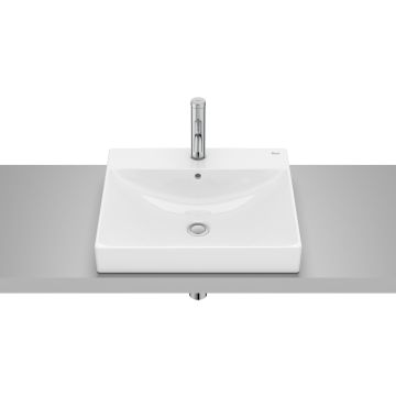 Umywalka blatowa Fineceramic 50x45 cm Roca Ona z otw. biały połysk A32768L000