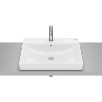 Umywalka blatowa Fineceramic 60x45 cm Roca Ona z otw. biały połysk A32768N000