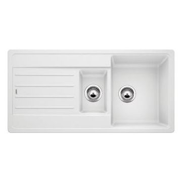 Zlewozmywak kuchenny wpuszczany odwracalny Blanco Legra 6S 1000x500 mm korek manualny, biały 522209