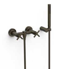 Bateria dwuuchwytowa ścienna prysznicowa Tres Montblanc czarny brąz 28316301KMB